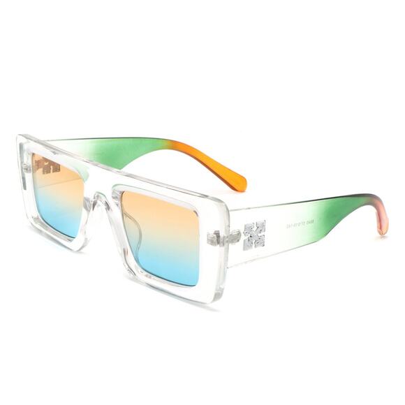 Luxury Clear & Multicolor Square Sunglasses Unisex Classy Exotic - Picture 3 of 3